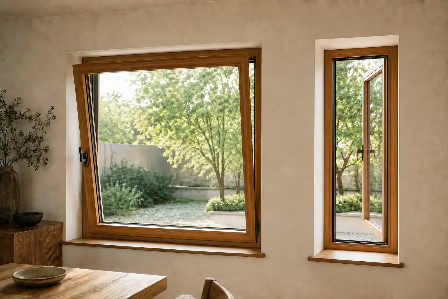 Tilt-and-turn window beside a narrower casement window