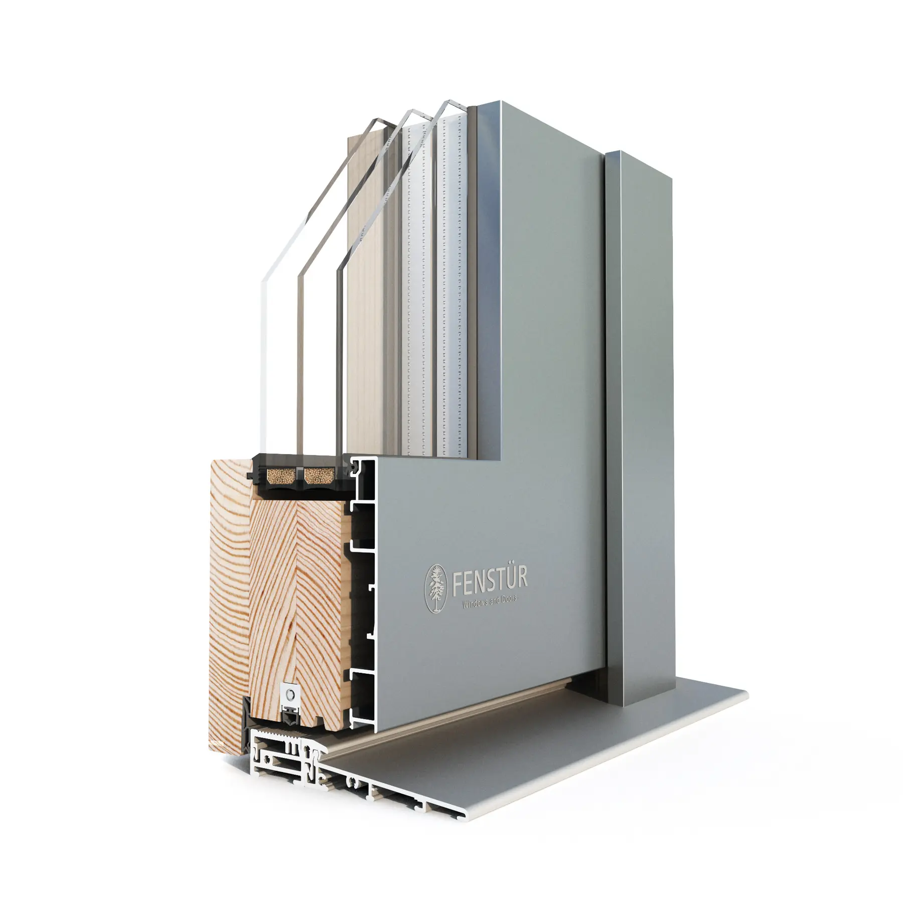 78 mm wood-aluminum in-swing corner section