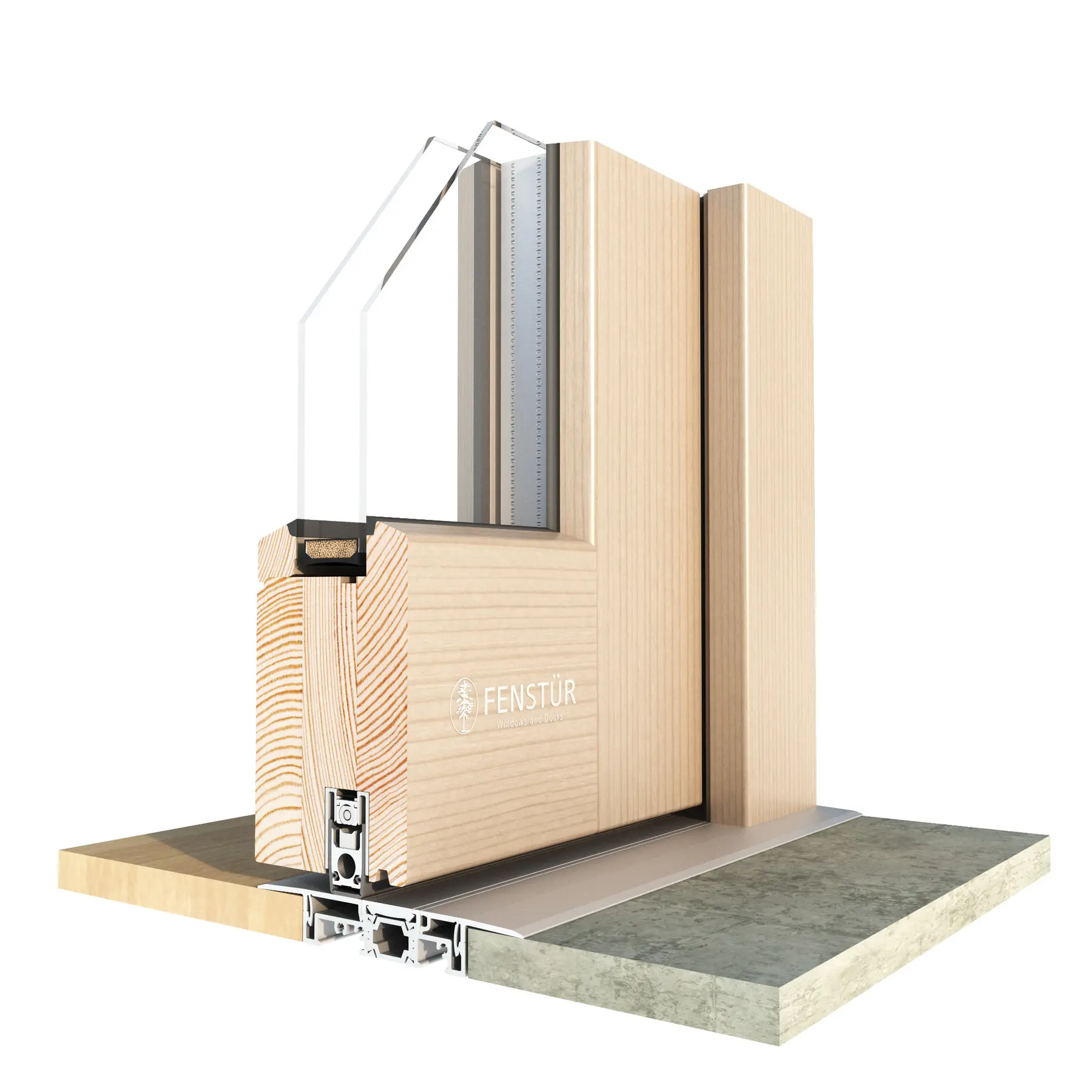 Fenstür Zero barrier-free magnetic threshold with below-floor drainage chamber