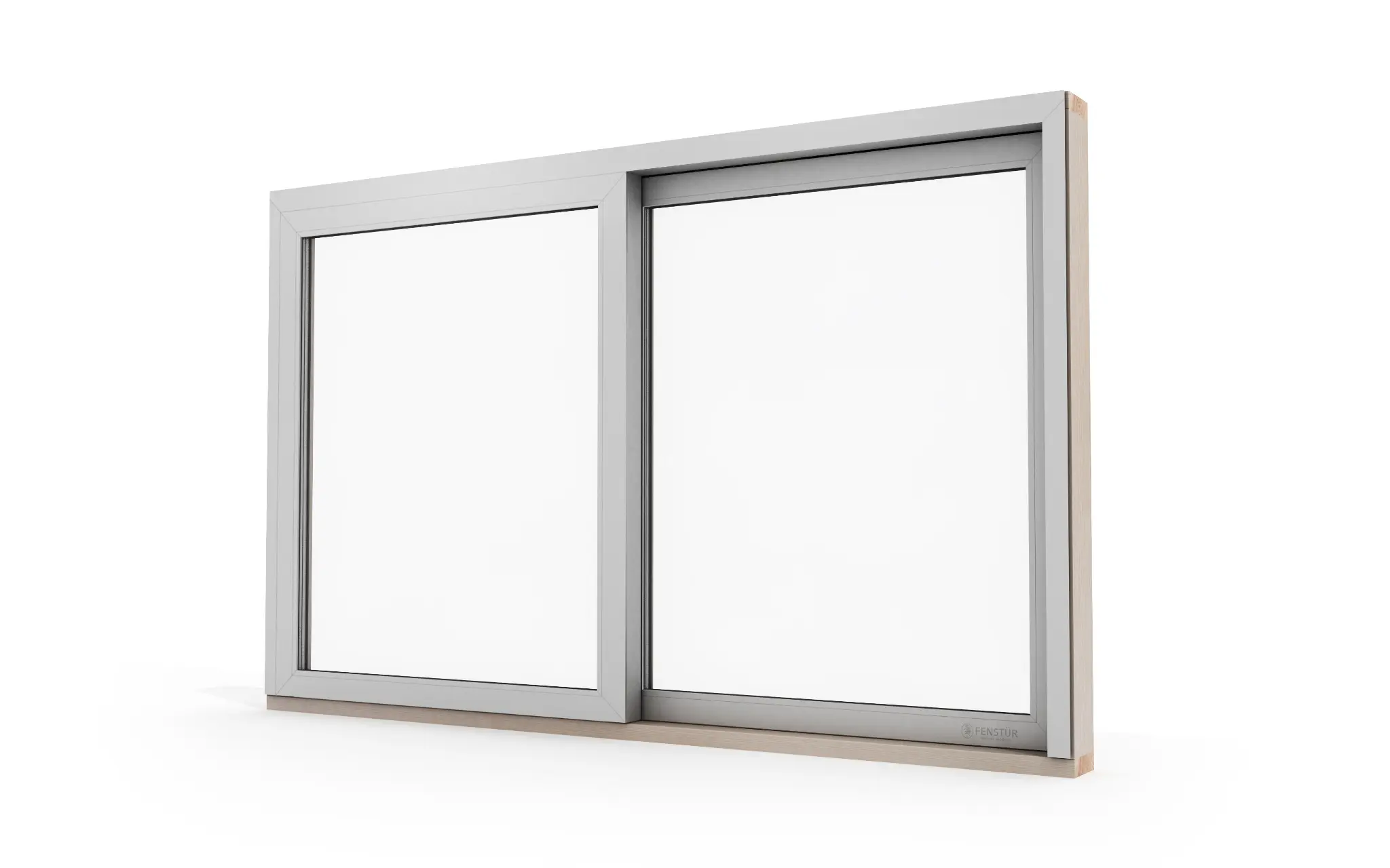 Exterior aluminum-clad face of a closed Fenstür lift-and-slide system