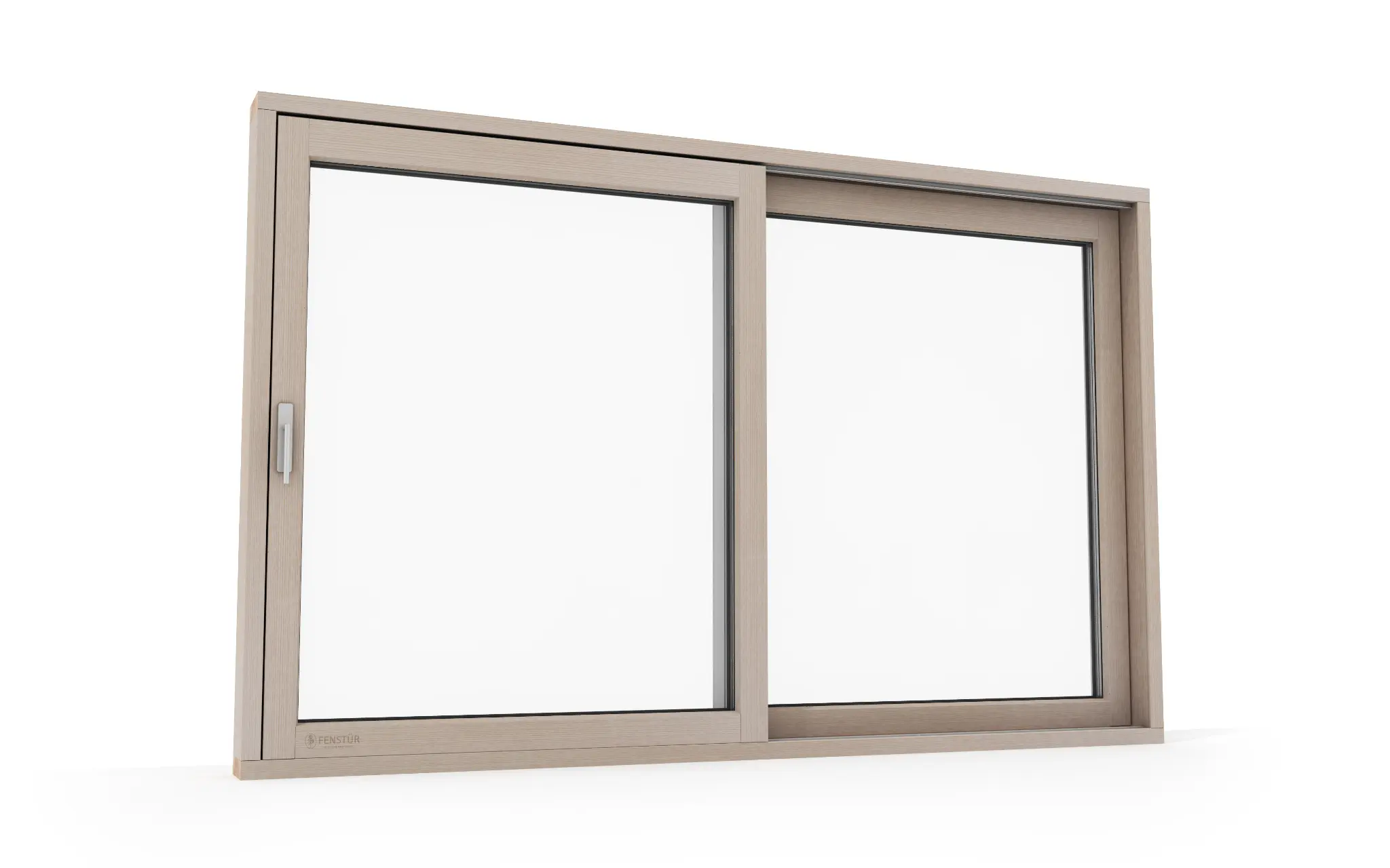 Natural-wood interior face of a closed Fenstür lift-and-slide system