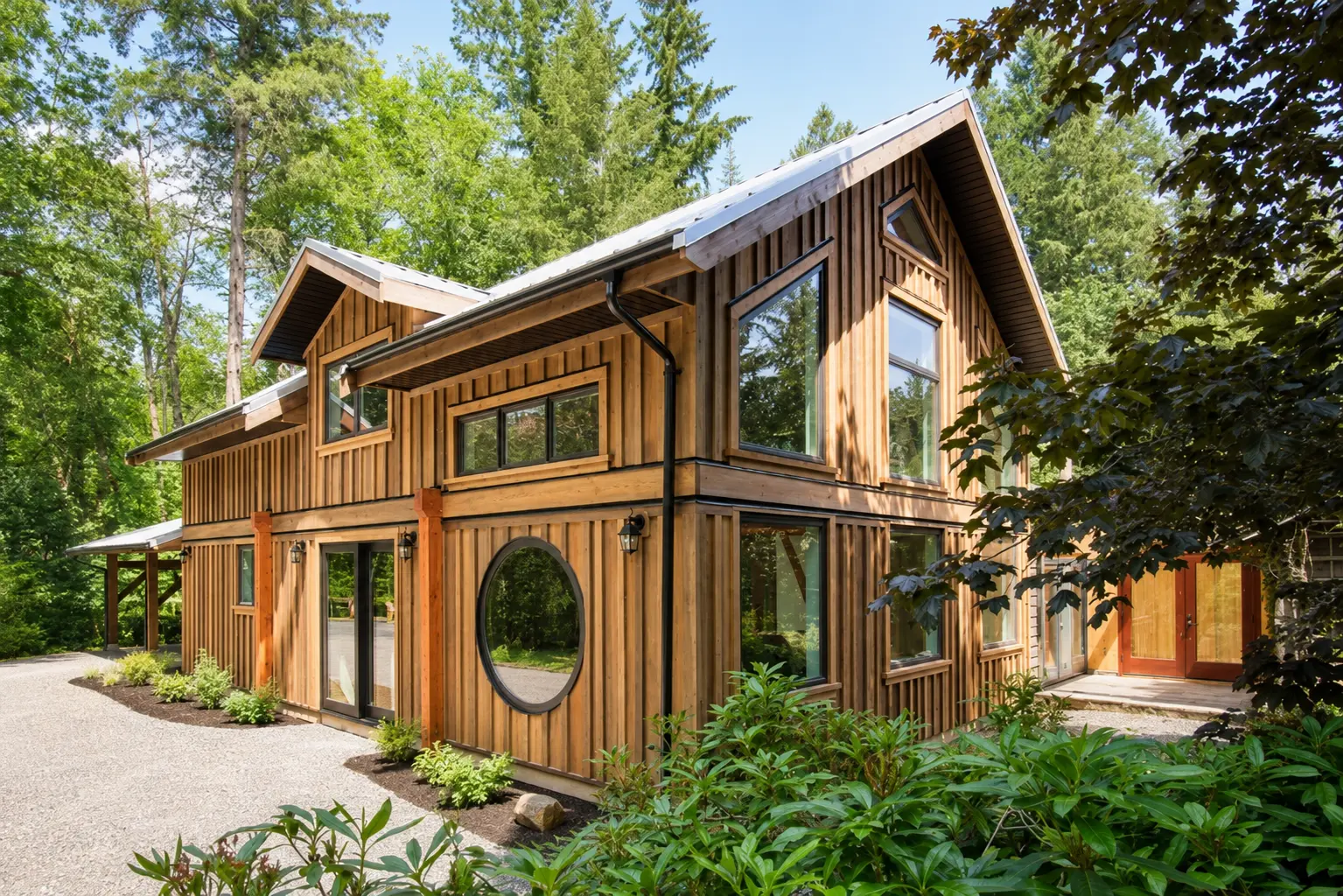 Distinctive completed home featuring custom Fenstür openings