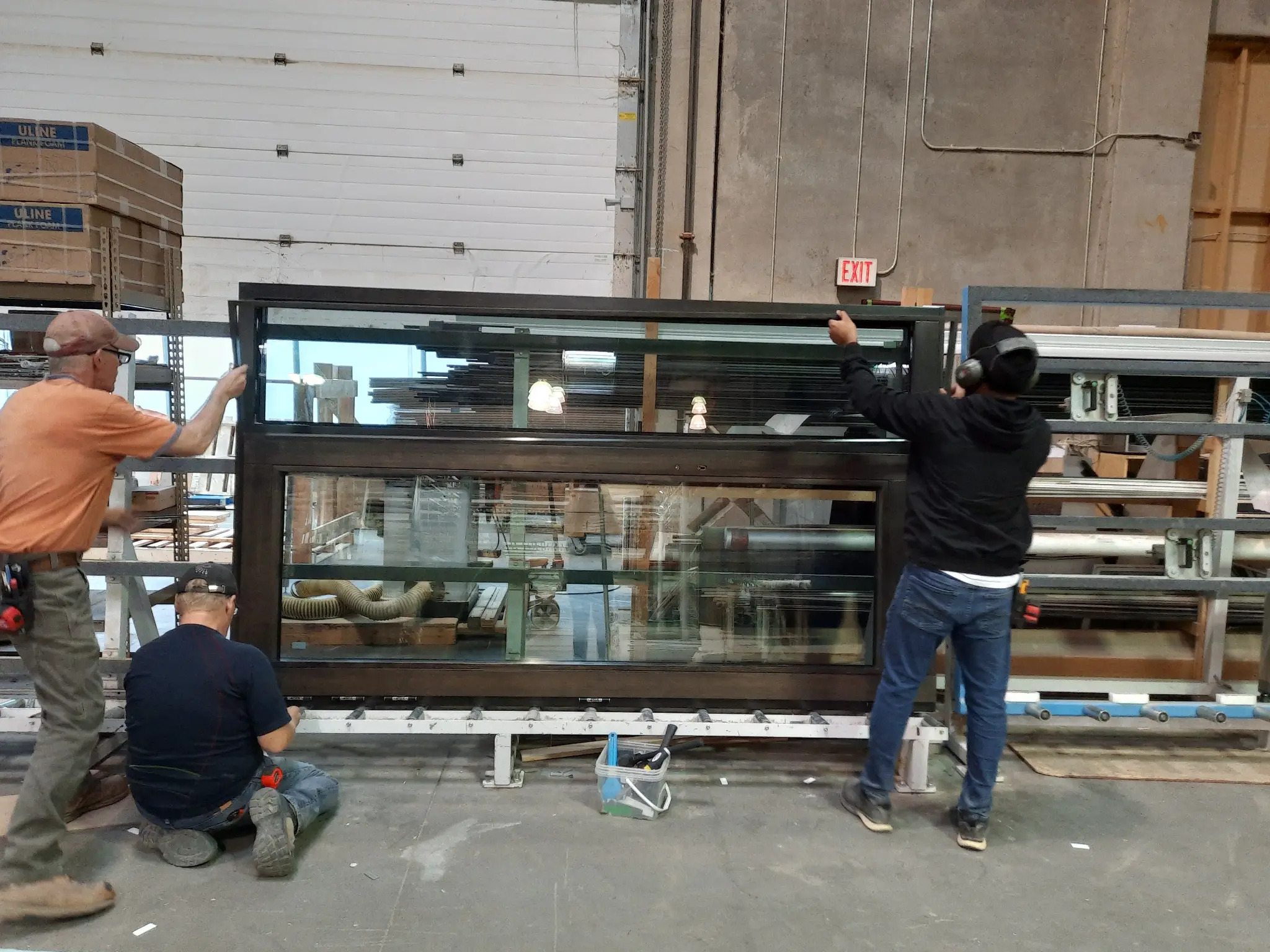 Large custom window assembly being completed in the Fenstür factory