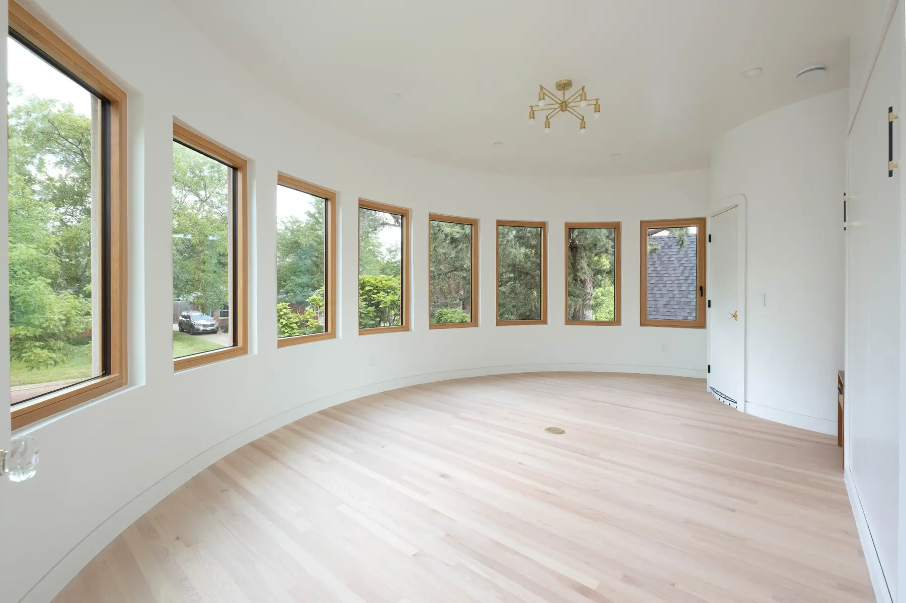 Interior view of the curved window grouping