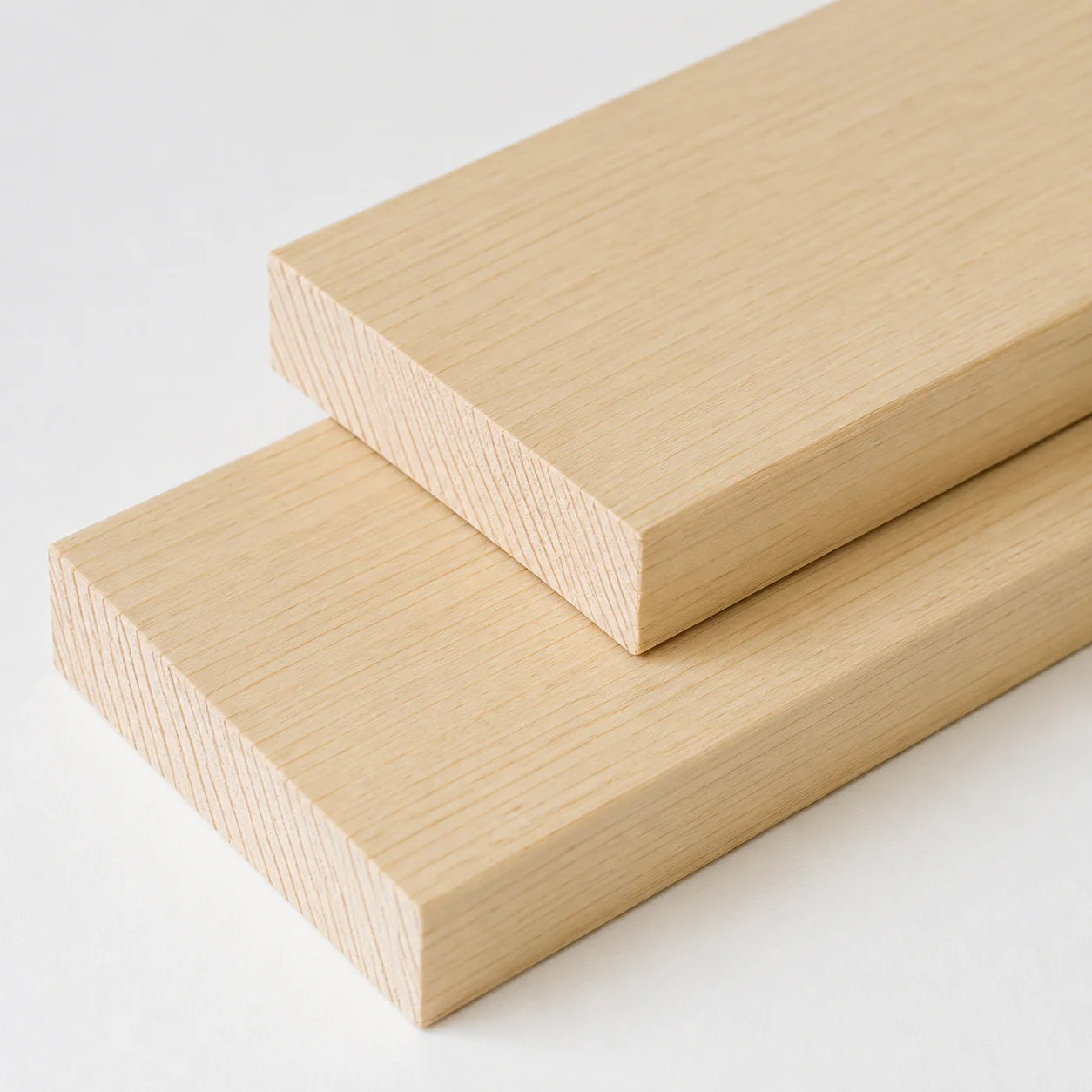 Unfinished Hemlock wood boards showing natural colour and grain