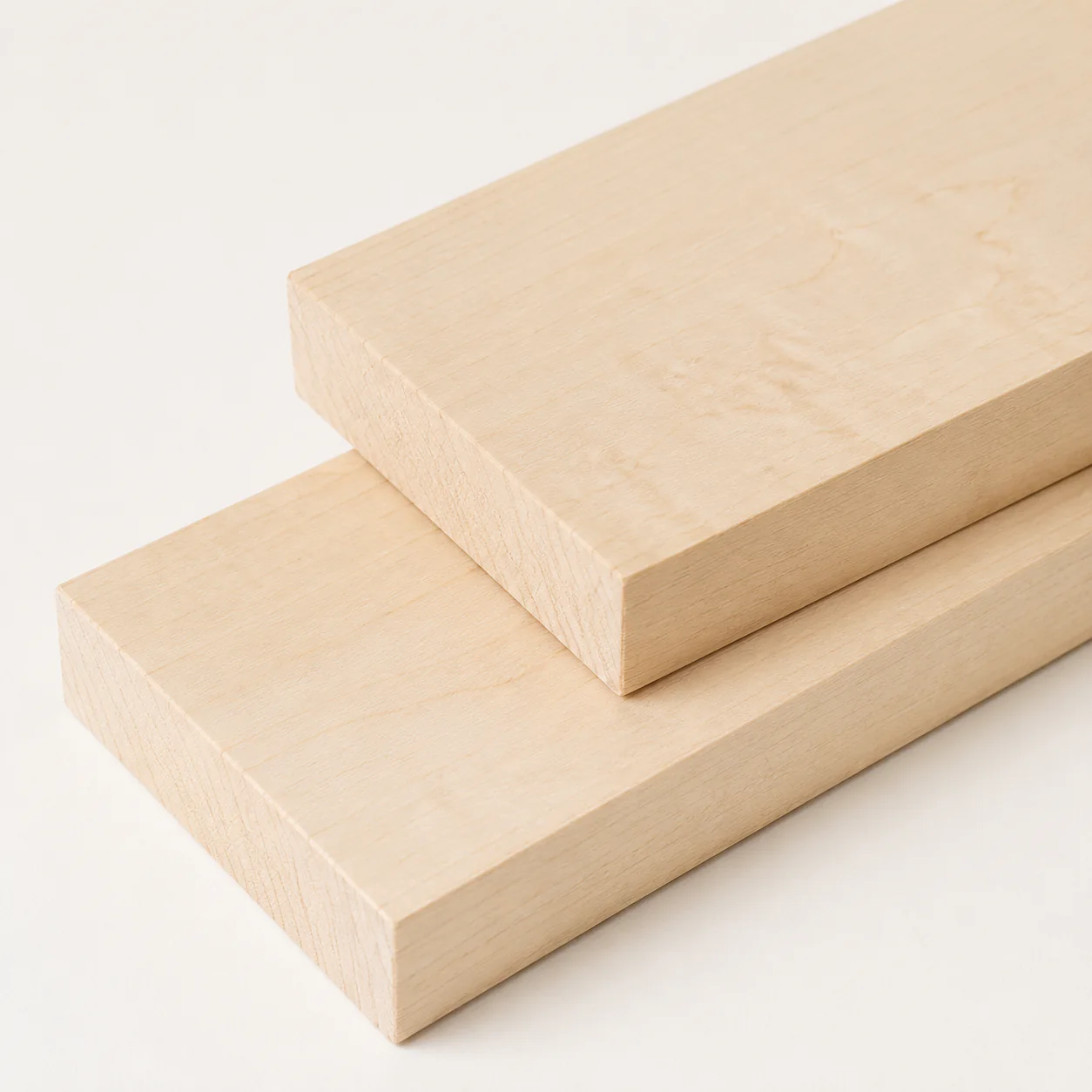 Unfinished Maple wood boards showing natural colour and grain