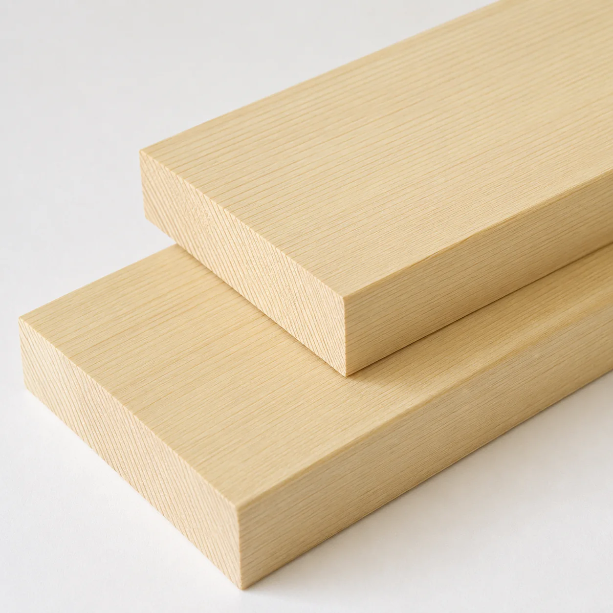 Unfinished Yellow cedar wood boards showing natural colour and grain